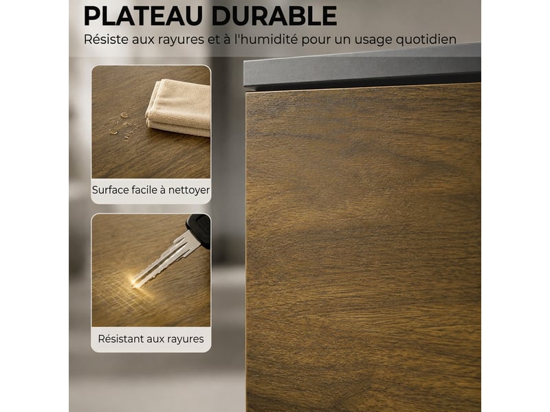  Meuble tv suspendu ou sur pied 160 cm pour téléviseur 65 pouces, porte à fermeture, noyer, passe-câbles  - Conforama R