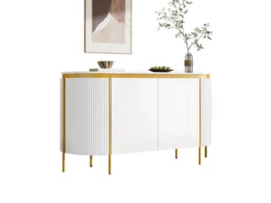 Buffet 4 porte(s)  0 tiroir(s) <strong>HAVRYA</strong> <strong></strong> - 140 cm coloris blanc 
