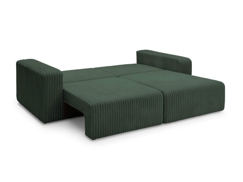  Canapé droit 3 places alya convertible en velours côtelé épais - vert foncé ALYA - Conforama B