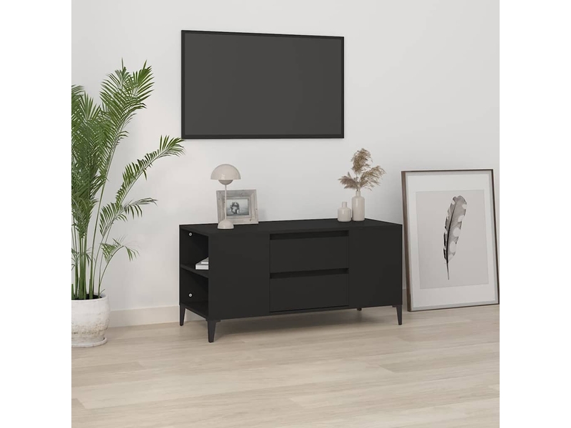  Meuble tv - banc tv - meuble de rangement noir 102x44,5x50 cm bois d'ingénierie  - Conforama B