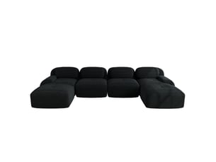 Canapé d'angle modulable en velours côtelé noir, 6 places, sans montage, accoudoirs extra-larges