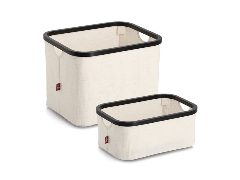 Organisateur textile crème zeller, bambou, 38 x 26 x 16 cm - Conforama E