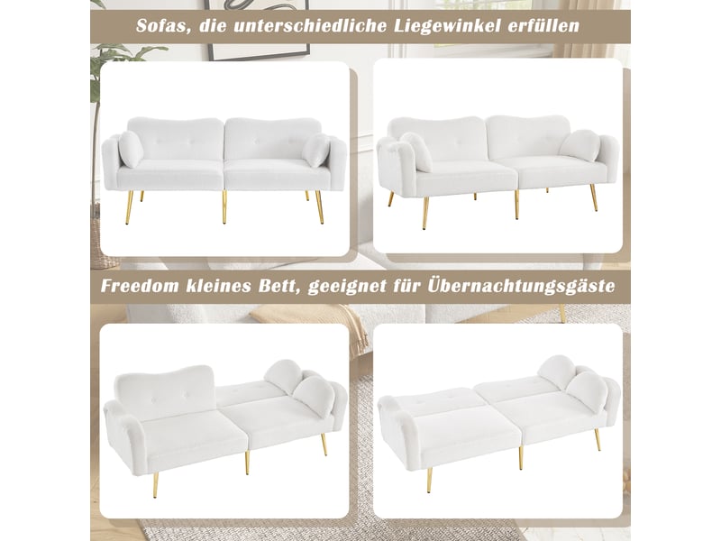  Canapé droit convertible 2 places tissu blanc canapé blanc - Conforama E