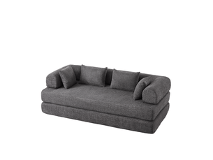 Canapé convertible 4-en-1 en tissu chenille gris, 4 configurations, sans montage, 4 coussins inclus, design modulable