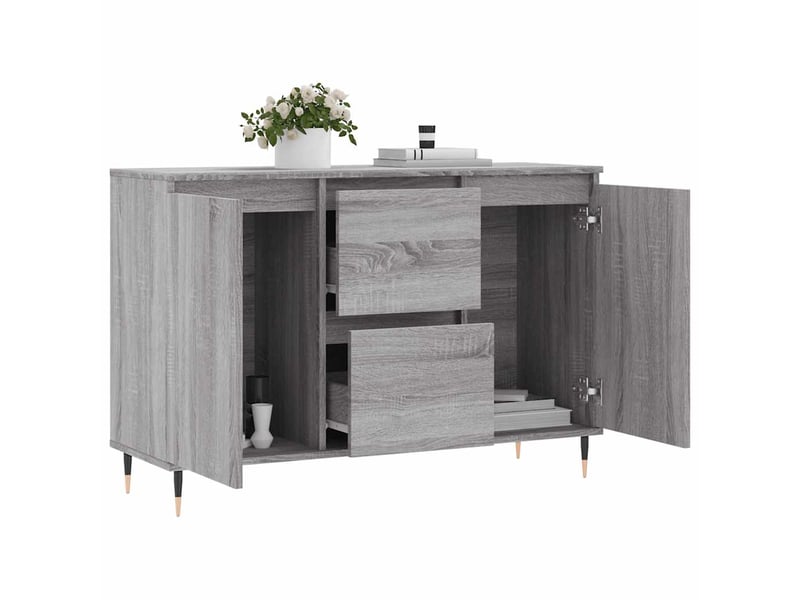  Buffet - bahut - meuble de rangement sonoma gris 101,5x35x70 cm bois d'ingénierie  - Conforama D