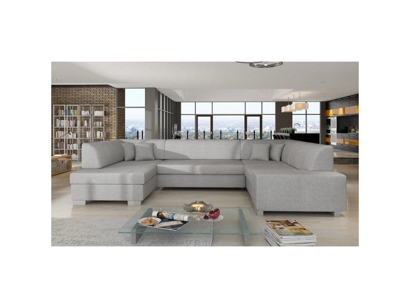  Canapé panoramique en u gris convertible 6 places havane confort moelleux  - Conforama B