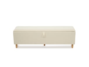Bout de lit coffre avec rangement hydraulique velours côtelé beige 145x38x46 cm