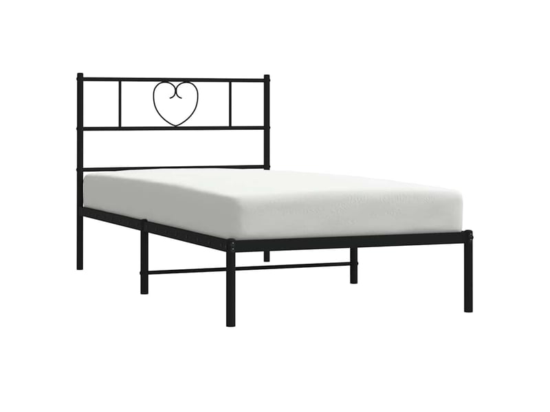  Lit simple- lit adulte -  cadre de lit métal sans matelas avec tête de lit noir 100x200cm  - Conforama B