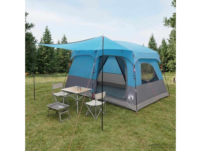 Tente de camping, tente familiale 6 personne bleu polyester - Conforama B