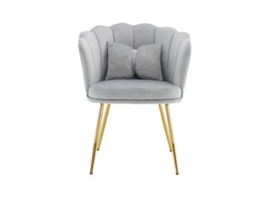 Chaise rembourrée tcqpz lot de 4 en velours gris 63 x 58 x 77 cm dossier pétale pieds en métal doré