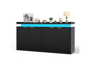 Buffet 4 porte(s)  0 tiroir(s) <strong>HAUSS SPOLE</strong> <strong></strong> - 160 cm coloris noir 