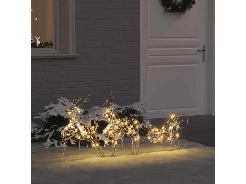 Lot de 3 rennes led, éclairage de noël, décoration de noël 60 led blanc chaud 44,5 x 18 x 66 cm pet cf62080 - Conforama B