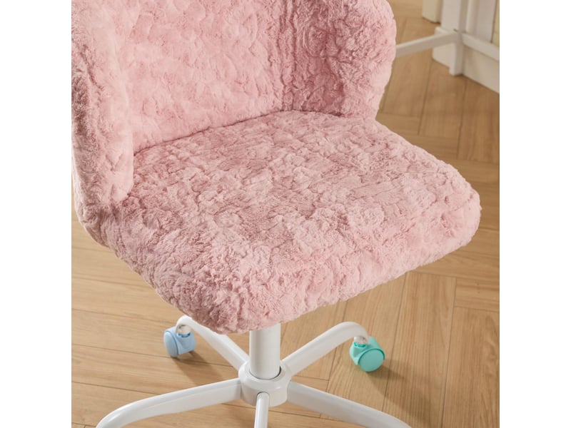  Chaise de bureau pivotante réglable en fausse fourrure rose 55x57x81 cm W3223P458004 - Conforama D