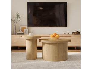 Table basse rond(e) coloris naturel <strong>MERAX</strong> <strong>table basse naturel</strong> - 66 cmx66 cm