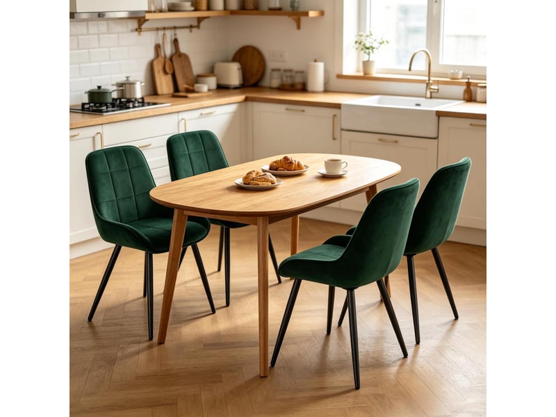  Lot de 4 chaises de salle à manger en velours vert foncé T5828P518625 - Conforama B