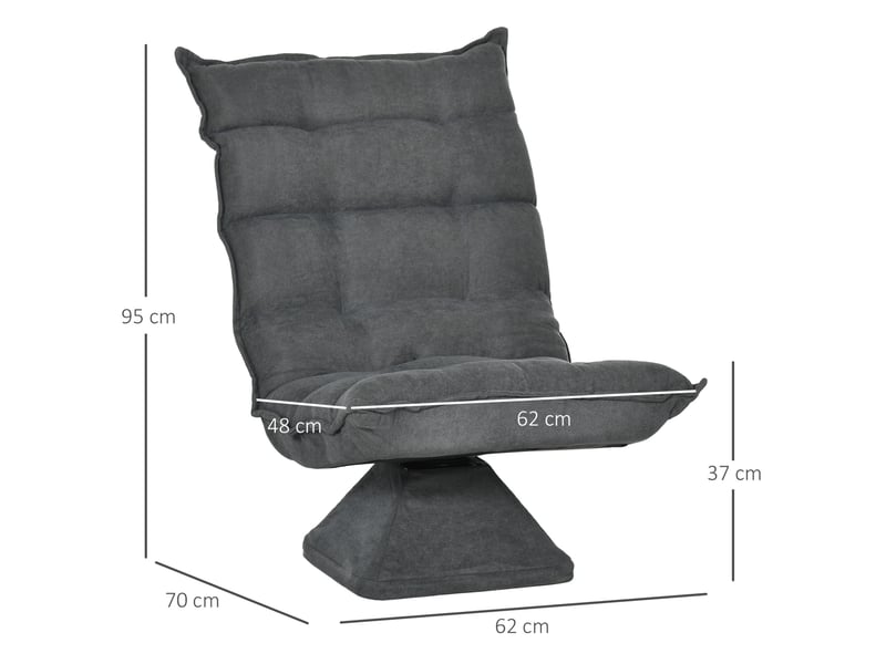  Fauteuil de sol modenvie pivotant avec dossier réglable, microfibre grise, 62 x 70 x 95 cm  - Conforama C