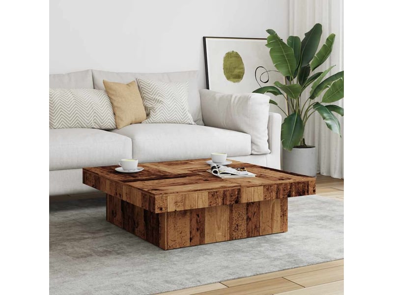  Table basse | table de salon vieux bois 90x90x28 cm bois d'ingénierie  - Conforama C