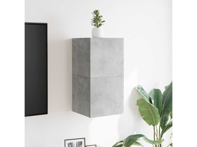  Lot de 2 meuble tv mural, meuble tv suspendu gris béton 30,5x30x30 cm  - Conforama D