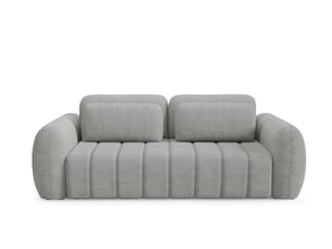 Canapé droit convertible 4 places Tissu bouclette gris avec coffre de rangement