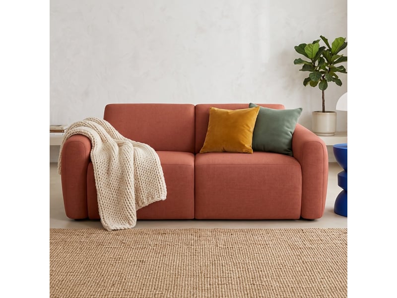  Canapé droit convertible 3 places en tissu chenille terracotta - ouverture express - suzie Suzie - Conforama B