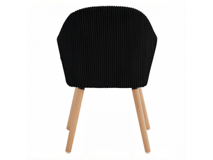 Fauteuil d'accent 53.5x83.5x46cm – chaise de salle à manger avec accoudoirs intégrés et pieds en bois massif – velours côtelé - noir