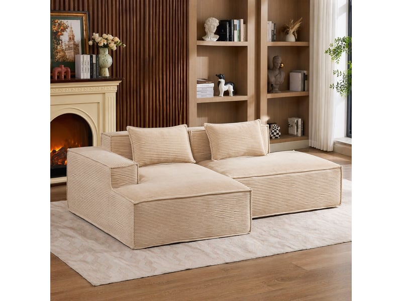  Canapé 2 places ulevr 235 cm en polyester kaki, assise souple à ressorts ensachés et 2 coussins  - Conforama B