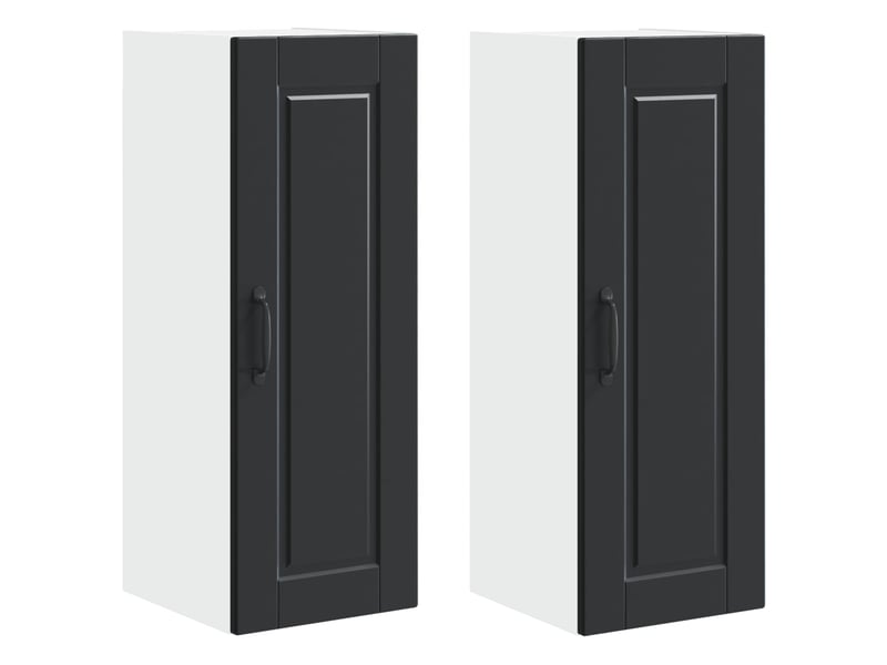  Meuble mural de cuisine | armoire de cuisine 2 pcs noir bois d'ingénierie shl6164  - Conforama A