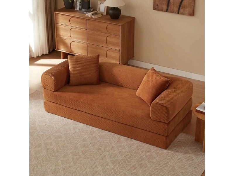  Canapé lit convertible 3 places terracotta canapé de sol tatami en velours 195cm  - Conforama B