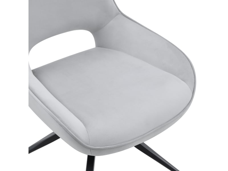 Lot de 2 chaises de salle à manger pivotantes 360° en velours gris clair - cadre métal noir, design moderne - Conforama C
