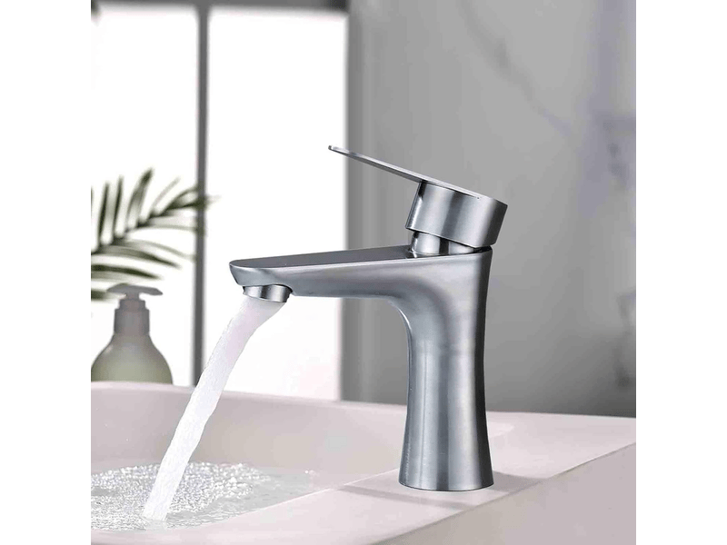  Robinet de lavabo de salle de bain, robinet de lavabo, en acier inoxydable, chaud et froid, avec tuyau d'arrivée d'eau de 60 cm  - Conforama E