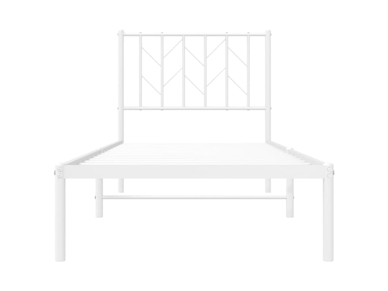  Lit simple- lit adulte -  cadre de lit métal sans matelas avec tête de lit blanc 80x200cm  - Conforama D