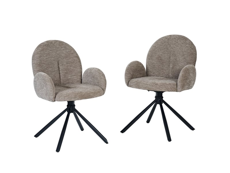  Lot de chaises 2 chaises chaise repas pivotante accoudoirs rembourrage doux effet velours pieds métal taupe  - Conforama A