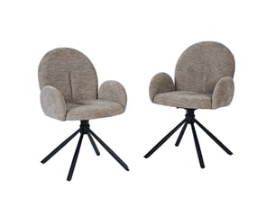 Lot de chaises 2 chaises chaise repas pivotante accoudoirs rembourrage doux effet velours pieds métal taupe