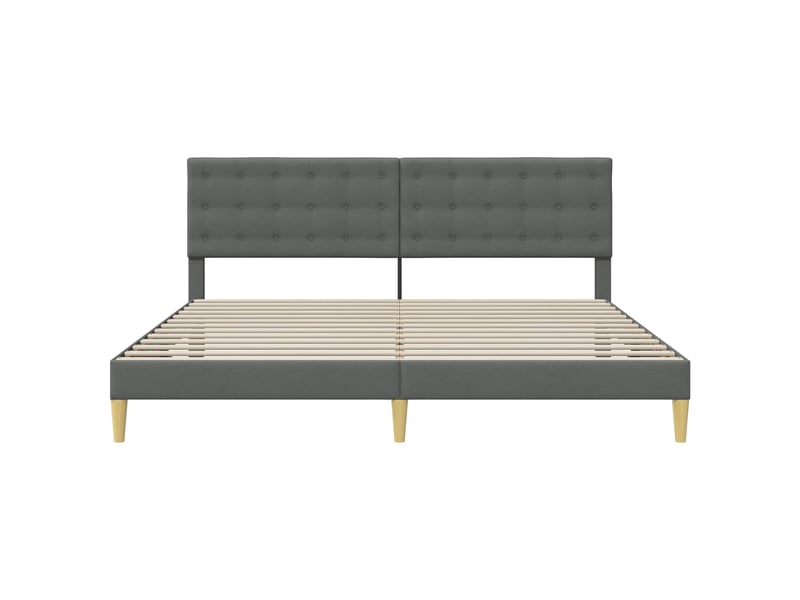  Lit double- lit adulte -  cadre de lit avec tête de lit gris foncé 200 x 200 cm tissu  - Conforama C