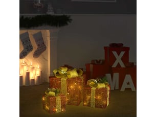 Boîtes-cadeaux de noël décoratives 3 pcs extérieur intérieur