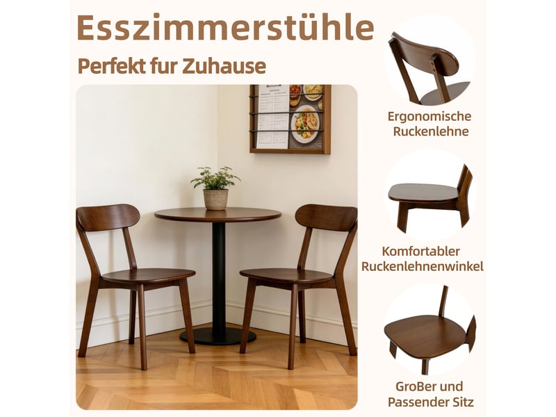  Lot de 2 chaises de salle à manger,49,5x40x78 cm,bois,coloris noyer  - Conforama D