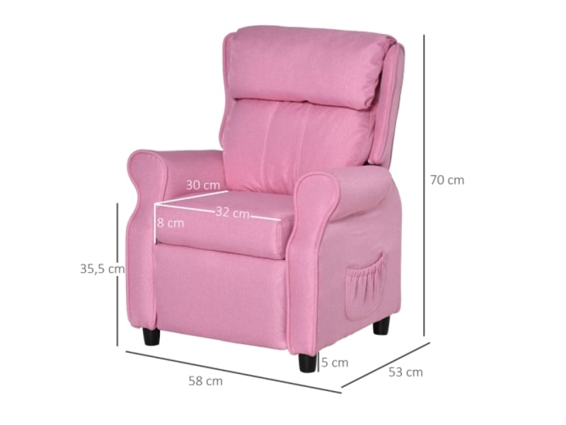  Canapé fauteuil enfant rose, repose-pieds, dossier réglable, accoudoirs, fauteuil relax, 3-5 ans, filles et garçons  - Conforama C