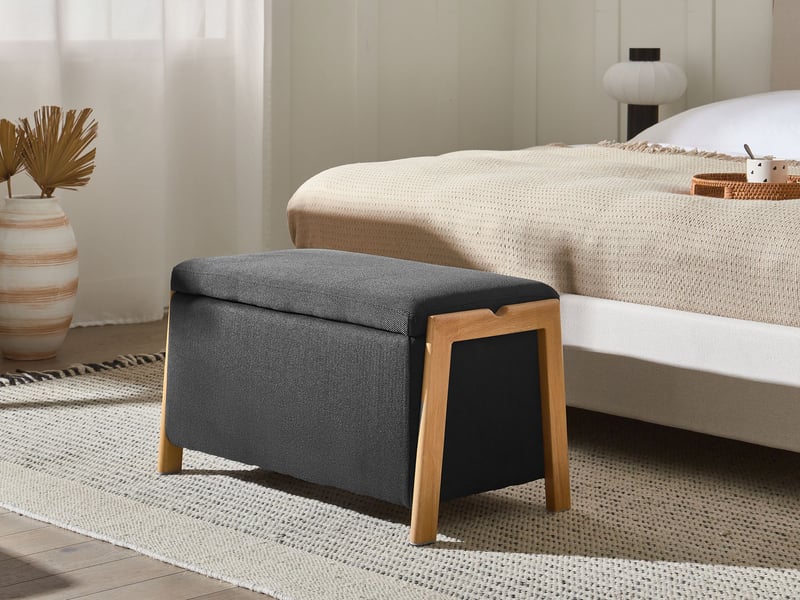 Banc de rangement edland tissu noir  - Conforama B