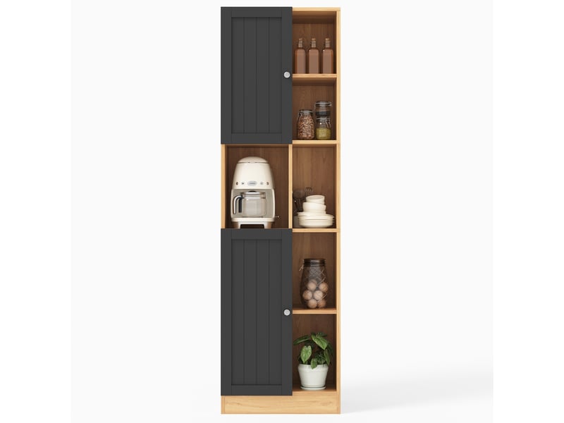 Armoire d’angle haute anthracitechêne, 2 portes, 6 étagères, 50 x 35,5 x 170 cm  - Conforama A