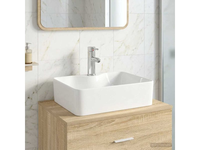 Lavabo de salle de bain avec robinet et évacuation chrome shl7105  - Conforama B