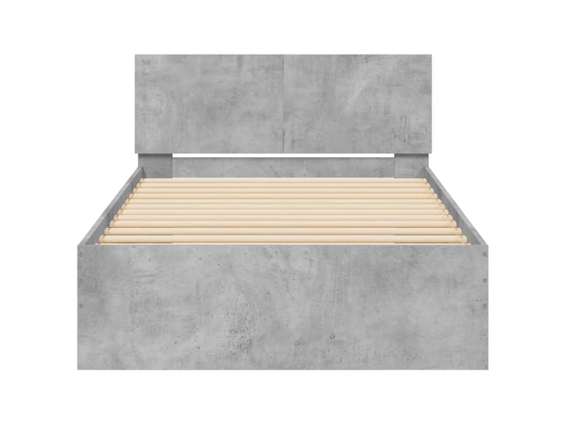  Lit simple- lit adulte -  cadre de lit sans matelas avec tête de lit gris béton 100x200cm  - Conforama D