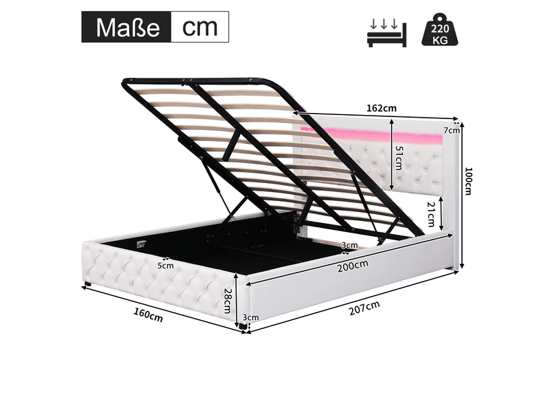  Lit double 140x200 cm velours rouge avec tête fleurie et sommier à lattes  - Conforama C
