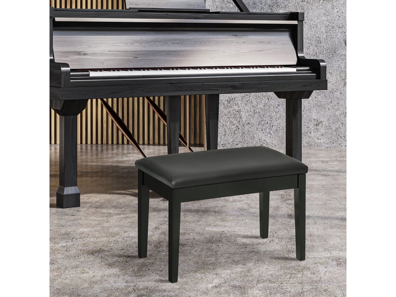  Banc pour piano avec assise rembourrée pieds en bois massif synthétique revêtement 75 x 35 x 49 noir  - Conforama D