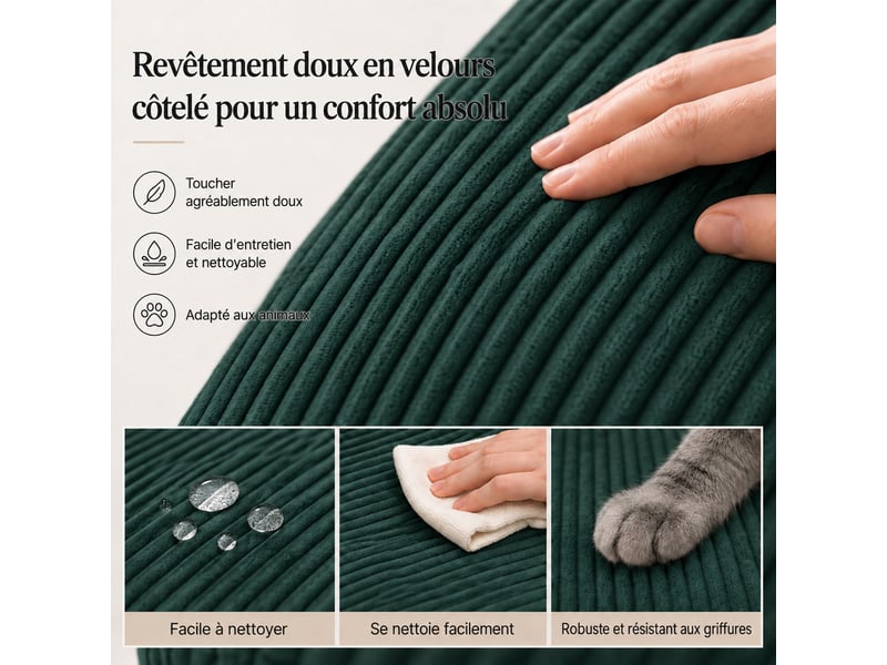 Canapé modulaire à compression, en tissu velours - Conforama C