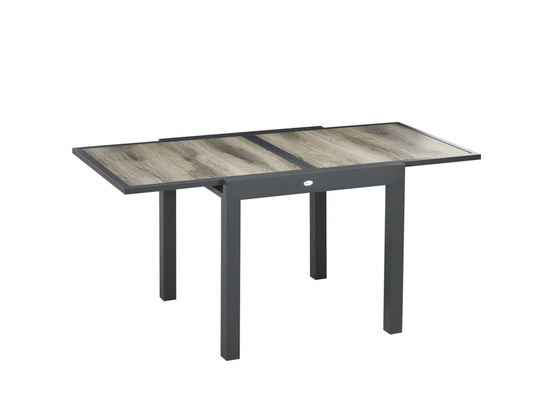 Table de jardin extensible 80 à 160 x 80 x 75 cm beige, aluminium, jusqu'à 6 personnes pour terrasse - Conforama A