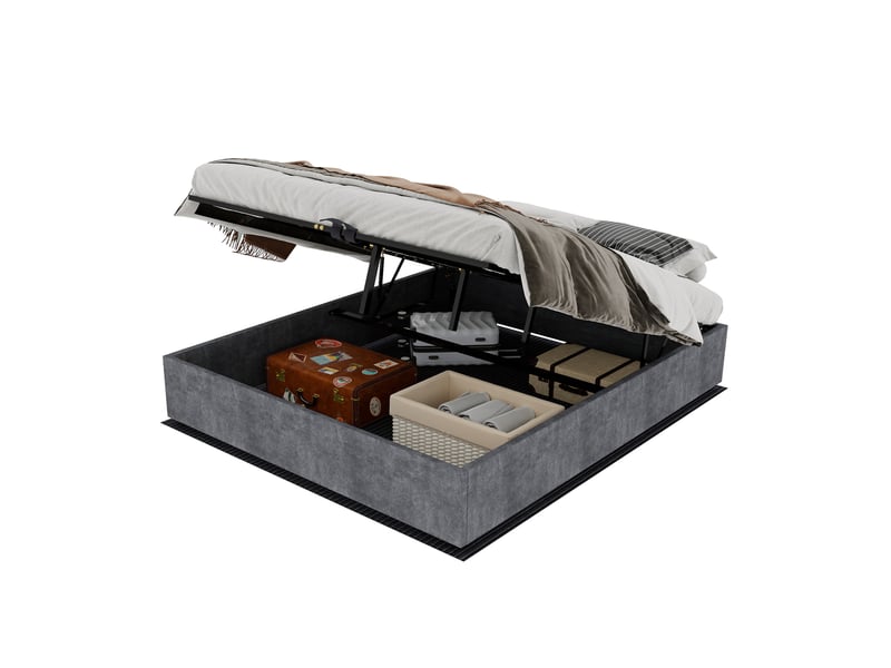  Sommier coffre 160x200 cm gris avec matelas  - Conforama A