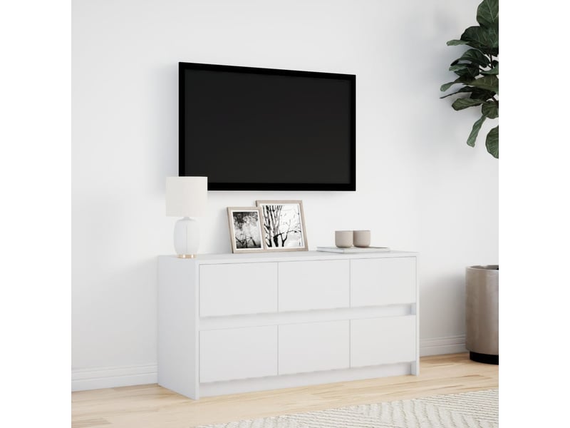  Meuble tv - banc tv - meuble de rangement avec led blanc 100x34x50 cm bois d'ingénierie  - Conforama C