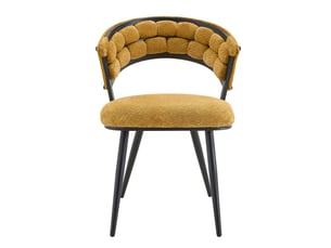 Ensemble 2 chaises jaunes velours cadre noir métal — chaises modernes dossier enveloppé, salon cuisine chambre