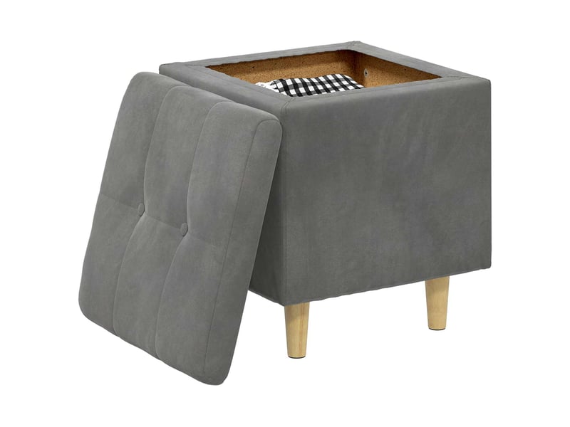  Ottoman, repose pied salon avec rangement gris foncé 40x40x45 cm velours  - Conforama C