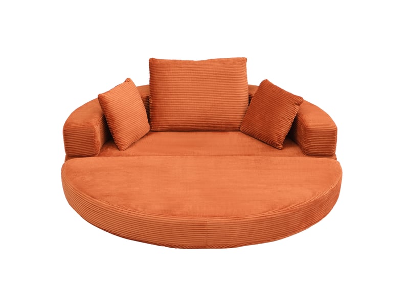  Canapé-lit 2 places convertible ovale 173x176 cm en velours côtelé orange  - Conforama A